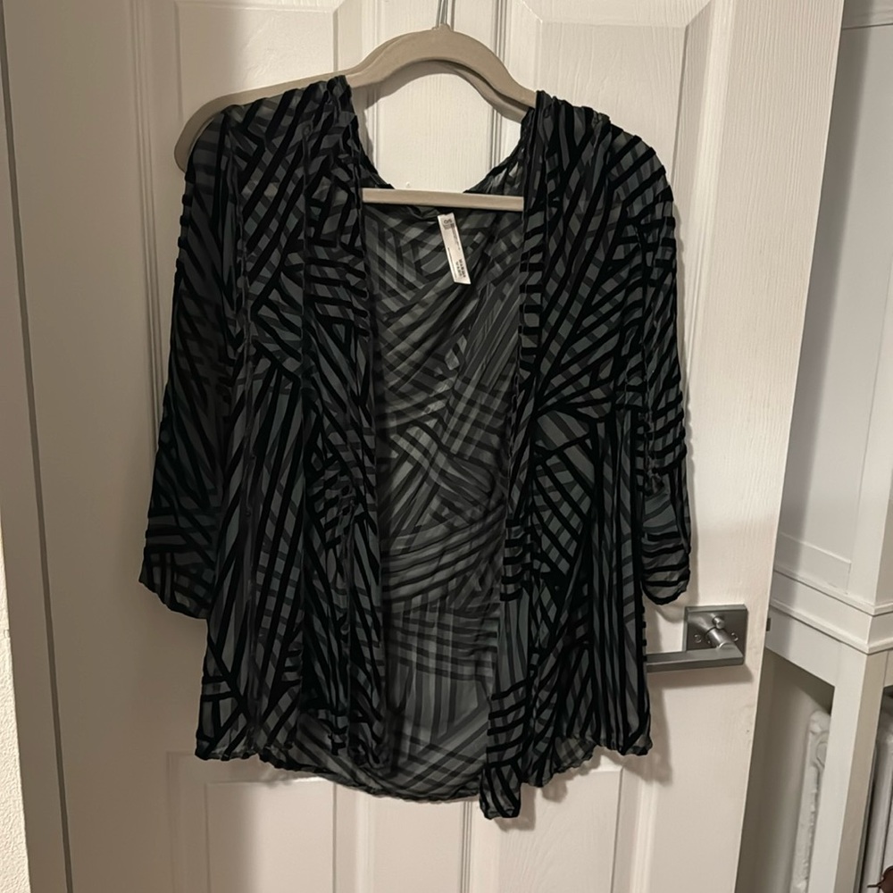 Black Velvet Geometric Kimono - Anthropologie